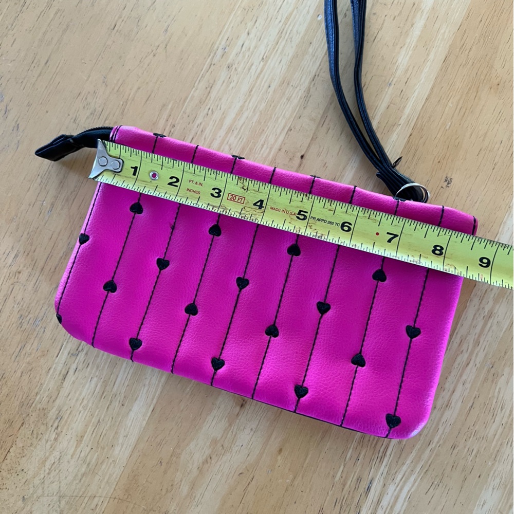 BETSEY JOHNSON Double Pouch Wristlet In Hot Pink - Picture 4 of 9